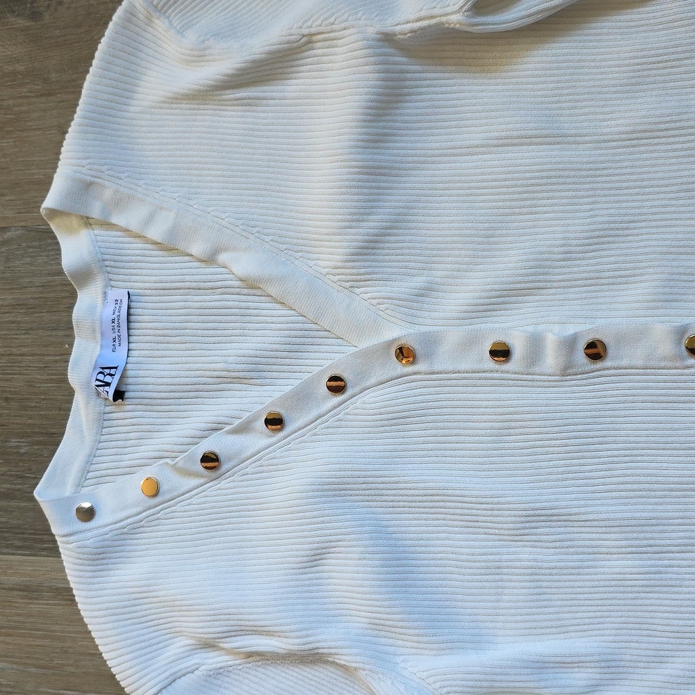 Zara White Ribbed Top - Picture 3 of 15